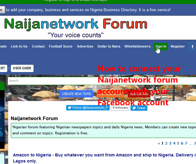 How to connect your facebook account on Naijanetwork forum